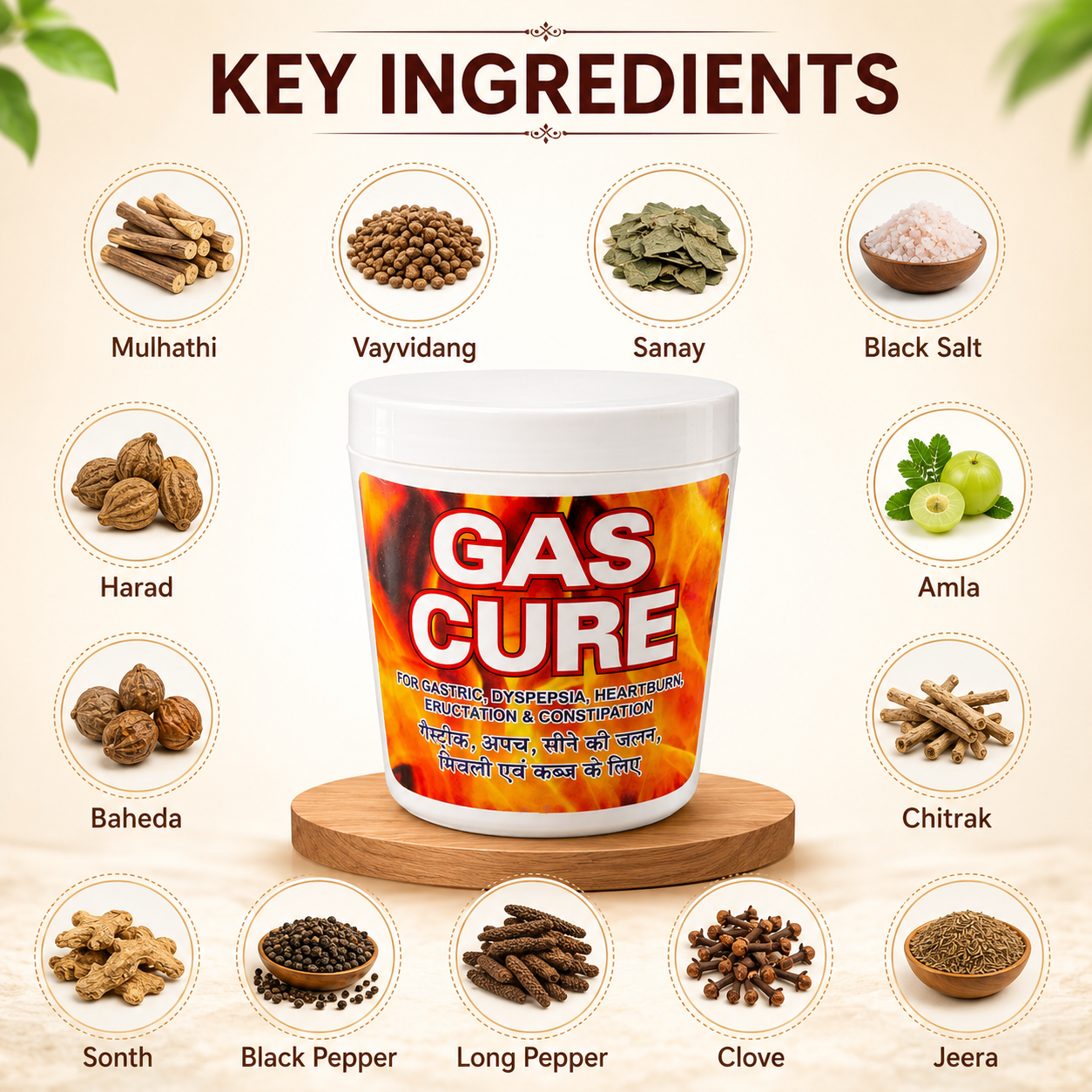 Gopal Gas Cure Ayurvedic Digestive Support Powder - Key Ingredients