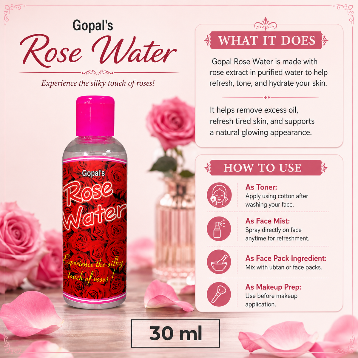 Gopal Rose Water - What It Does and How To Use