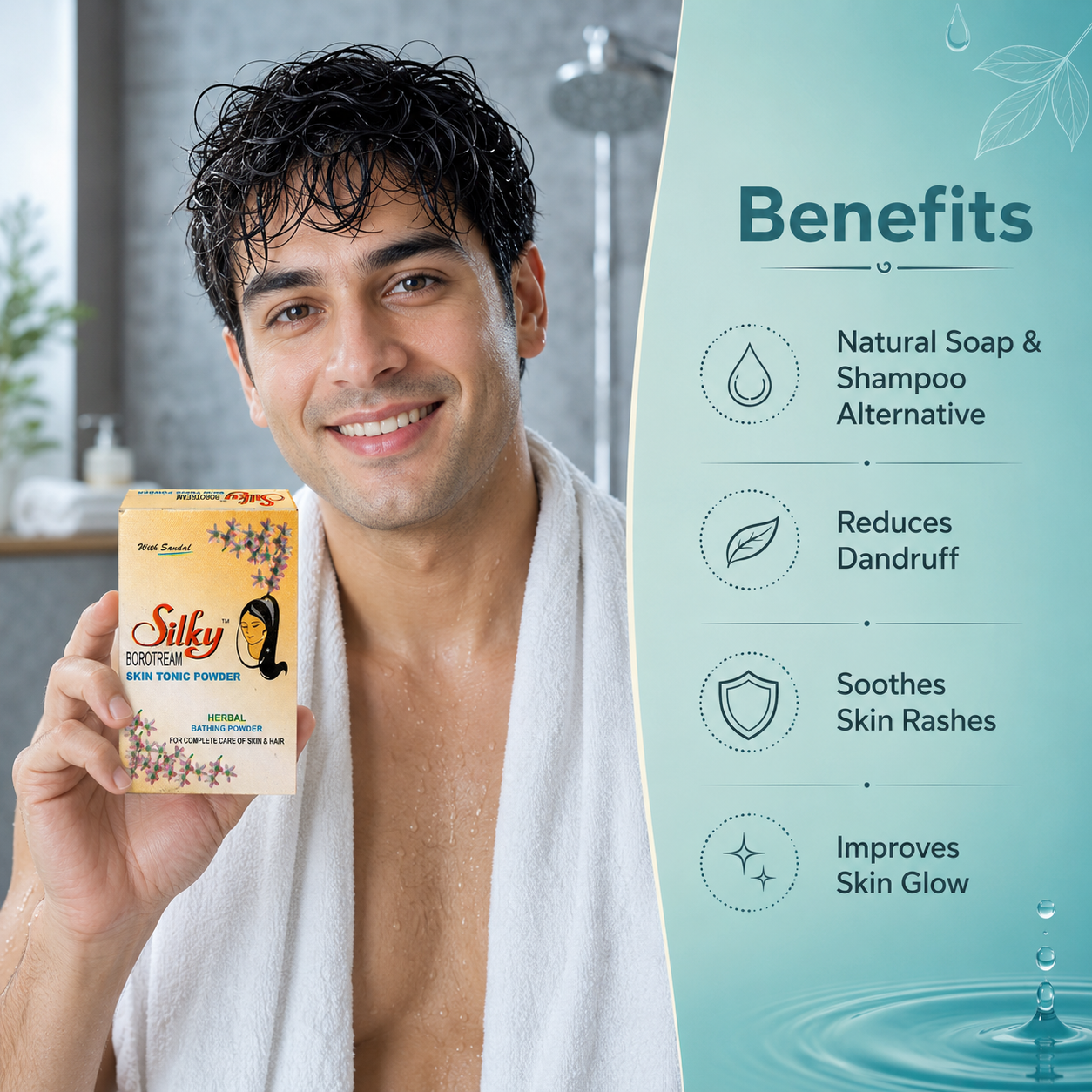 Silky Skin Tonic Powder - Benefits: natural soap and shampoo alternative, reduces dandruff, soothes skin rashes, improves skin glow